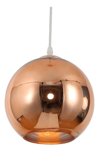 Luminaria Colgante Esfera 20cm E27 Color Cobre Lin. Moderna