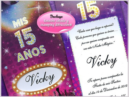 Tarjetas Para 15 Años Entradas Invitaciones Colgantes X25uds