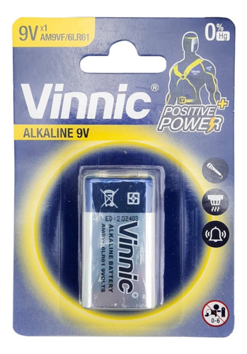 Bateria 9v Alcalina Vinnic Alkaline 9 Volts Pila