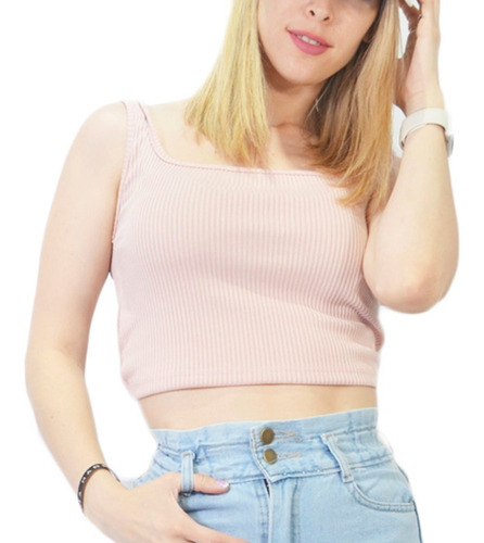 Top Musculosa Urbano Crop Top Cintura Ajustable Con Tiras 