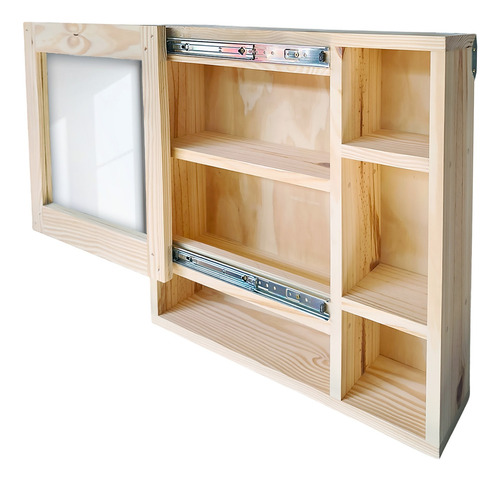 Botiquin De Baño Con Espejo Corredizo Mueble De Baño Moderno Marrón Claro