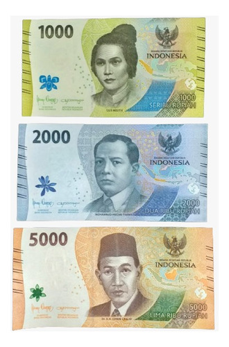 3 Billetes De Indonesia 1,000, 2,000, 5,000 Rupias. J-1