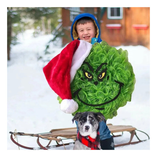 Imagen 5 de 8 de Corona De Navidad Grinch Para Puerta De Entrada