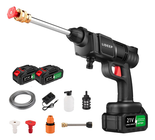 Hidrolavadora Pistola Para Portatil Hidrolavadoras Inalámbrica Eléctrica Con 2 Baterías Lavado Autos Herramientas Limpieza Negro Alta Presión Hidrolavadora Eléctrica Lideep XDCG08 127V