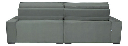 Sofá Retrátil e Reclinável 3,12m com Molas Cama inBox Estilo Suede Velusoft Cinza