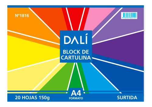 Block A4 Cartulina De Colores X20 Hojas Dali