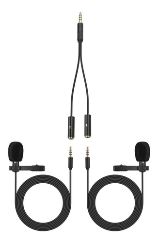 Imagen 4 de 5 de Dual Doble Solapa Mic Celular Adaptador 3.5mm Trrs Conector