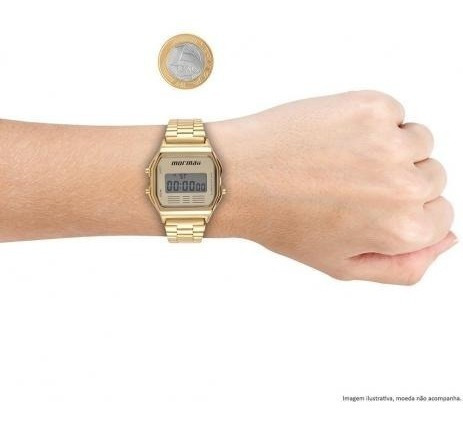 Relógio Mormaii Unisex Vintage Mojh02ab/4d Digital Dourado