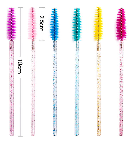 Kit C/300 Escovinhas Descartáveis Glitter Extensão De Cílios