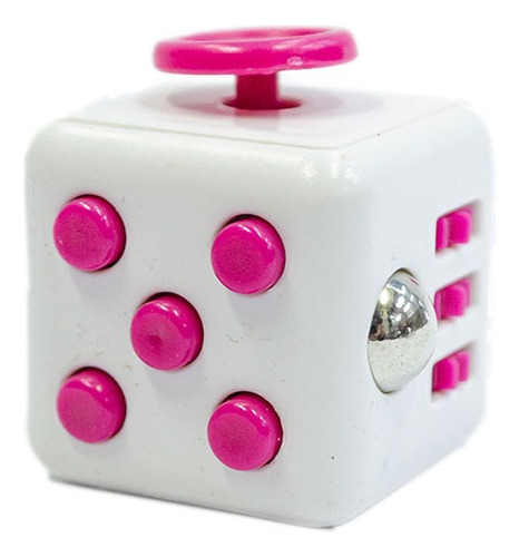 Cubo Relajante Antiestres Blanco Con Rosado Fidget Cube