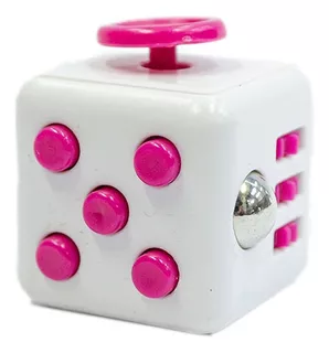 Cubo Relajante Antiestres Blanco Con Rosado Fidget Cube