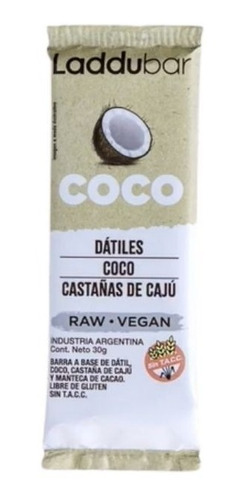 Barrita Coco Datil Caju Laddubar 30g X 12 Un Sin Tacc Kosher