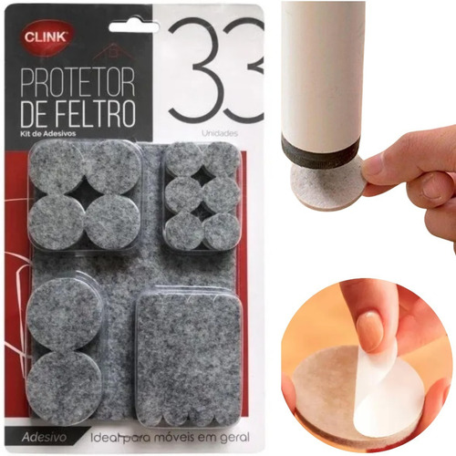 Clink feltro adesivo cadeira sofá mesa móveis kit 33 un anti-risco