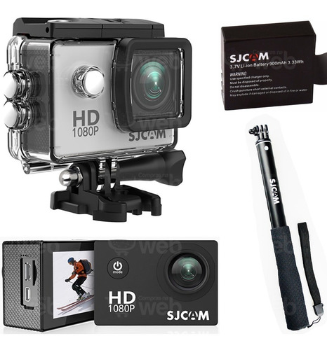 Camera Sjcam Sj4000 Original + Pau De Selfie + Bateria Extra