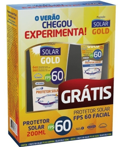 Protetor Solar 200ml Gold Fps 60 + Protetor Facial Nutriex