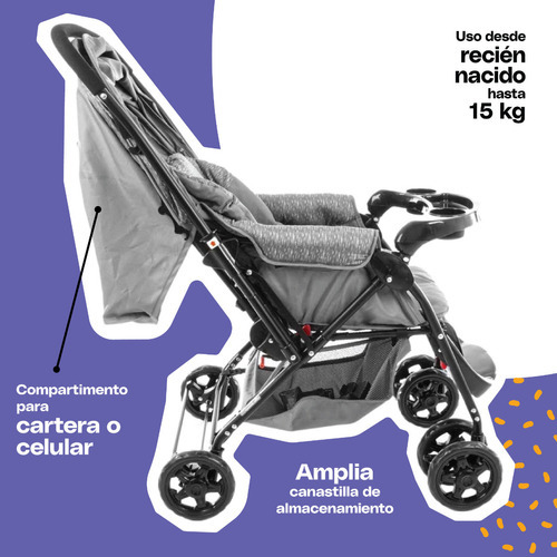 Carriola Cosco Reverse Color Gris Claro Color Del Chasis Negro
