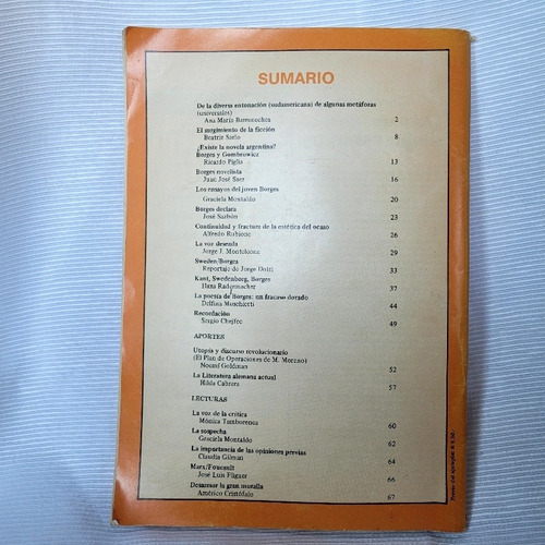 Imagen 3 de 8 de Espacios De Critica Y Produccion N° 6 Borges 1987 Oct/ Nov