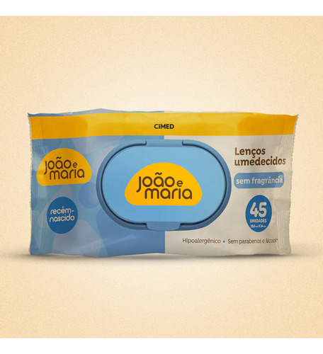 Lenço Umedecido João E Maria Rn Cimed Sem Fragrância 90 Unid
