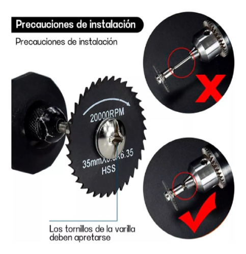 Set 6 En 1 Mandril Sierra Circular Hss Dremel 22-50mm