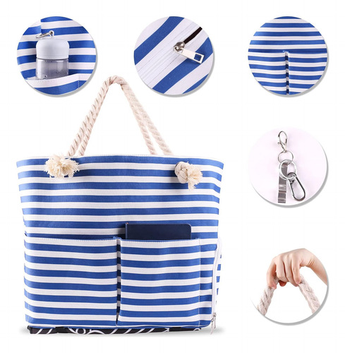 Bolso De Playa Extragrande, Diseño 2022, Con Múltiples Bolsi