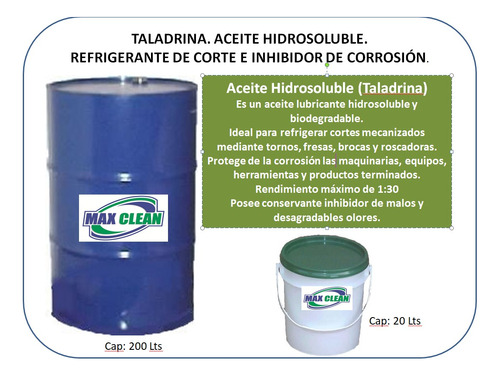 Aceite Soluble (taladrina) Mecanizado Industrial Tornos