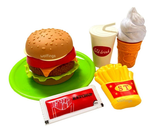 Imagen 1 de 10 de Comidita De Juguete Con Encastre Juego Combo Comida Rapida
