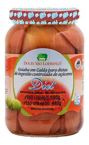 Imagem 1 de 1 de Goiaba Em Calda Diet São Lourenço 580g