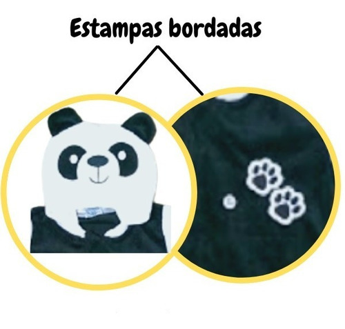 Imagem 4 de 8 de Macacão Bebê Panda Plush Zíper Menina Menino
