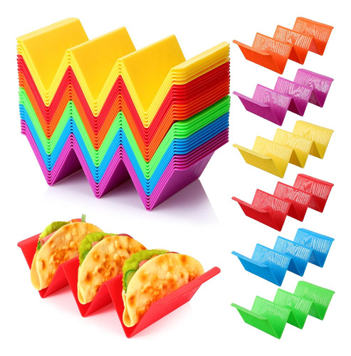 Paquete De 60 Soportes Coloridos Para Tacos, Platos Grandes 