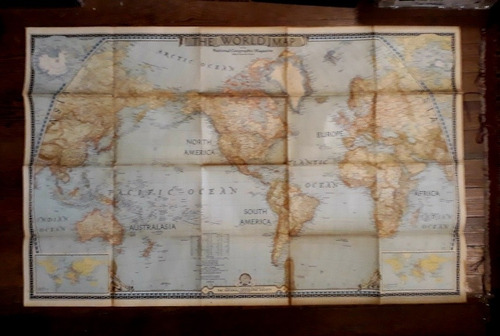 Planisferio National Geographic 1943 105x66 Cm World Map 