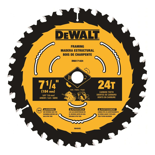 Hoja Disco Sierra Circular 7 1/4 184mm Dewalt Dwa171424 24d