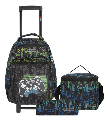 Pack Mochila Con Ruedas Xtrem Run 5xt Gamer Negro