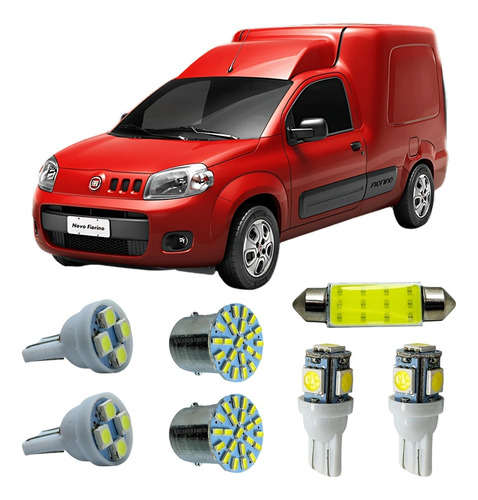 Kit Led Interno Externo Fiat Fiorino Teto Placa Ré Farolete