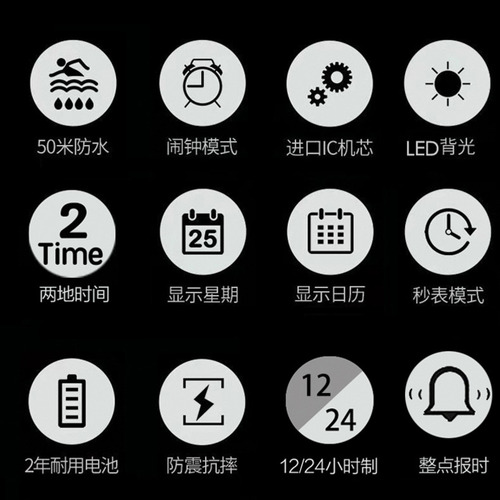 Reloj Electrónico Impermeable Negro Y Azul Multifunción