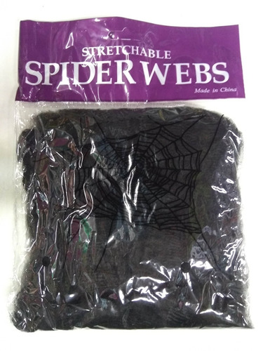 Imagen 2 de 4 de Telaraña Cotillon Negra Decoracion Halloween Tela De Araña