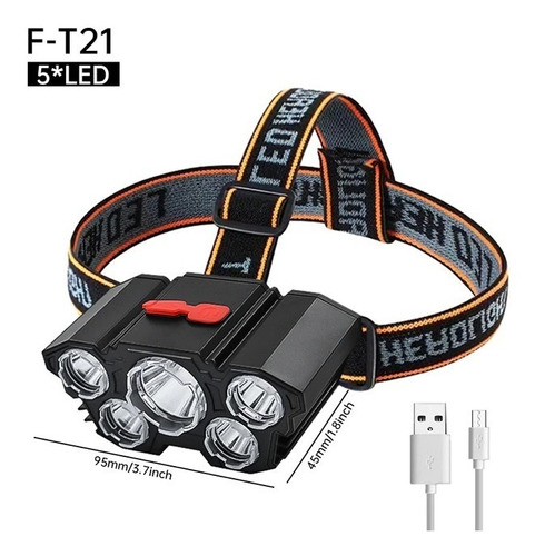 Linterna Luz Minera Vincha 5 Led - High Headlamp Casa Pesca