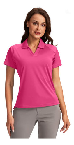 Obla Camiseta De Golf Para Mujer, De Secado Rápido, Cuello.