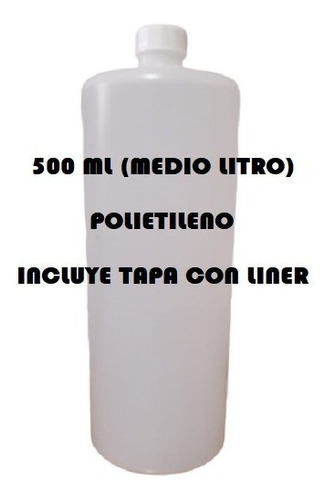  50 Envases Plástico Blanco Medio Litro Tapa, Liner, Botella