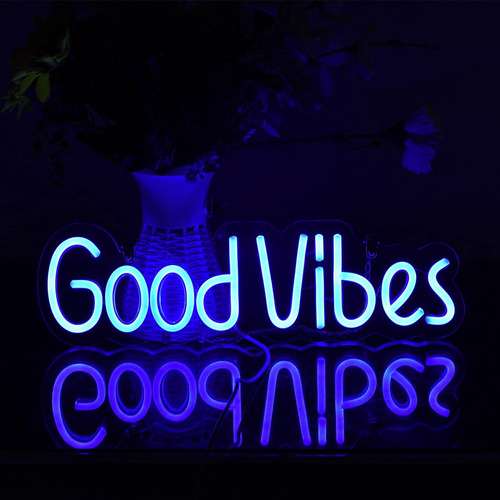 Letreros De Neón De Good Vibes Con Luces Led De Neón Azules