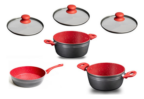 Kit 3 Red Antiaderente Silver