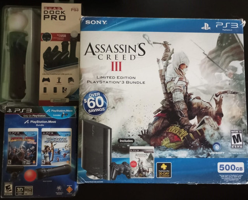 Play Station 3 500gb Edicion Assassin's Creed Iii+accesorios