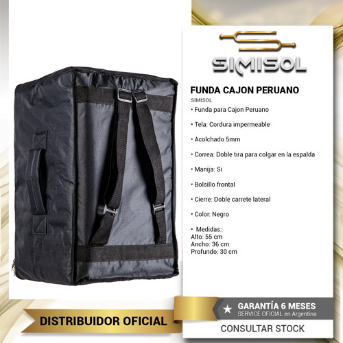 Imagen 3 de 6 de Funda Cajon Peruano Flamenco Acolchada Doble Correa Mochila