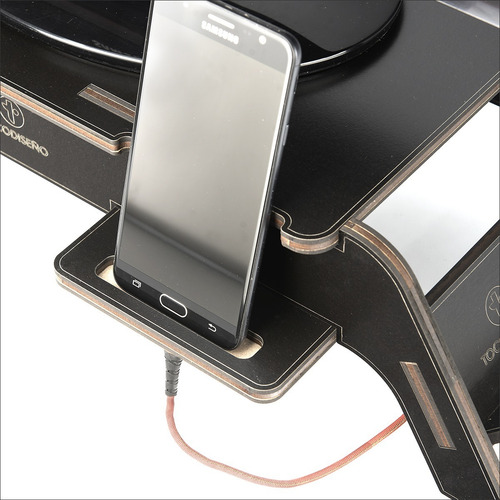 Imagen 4 de 9 de Soporte Base Eleva Monitor Pc-notebook Con Porta Celular