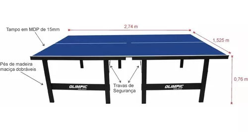 MESA OFICIAL TÊNIS DE MESA OLIMPIC KLOPF 15MM MDP PING PONG 