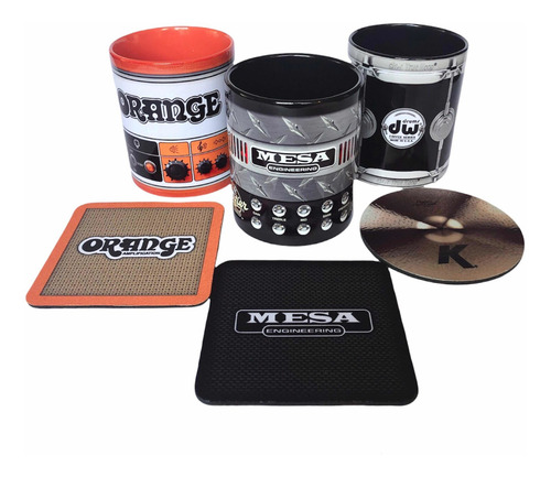 Set 3 Tazas Orange Mesa Boogie Y Dw Portavaso Y Envio Inc.