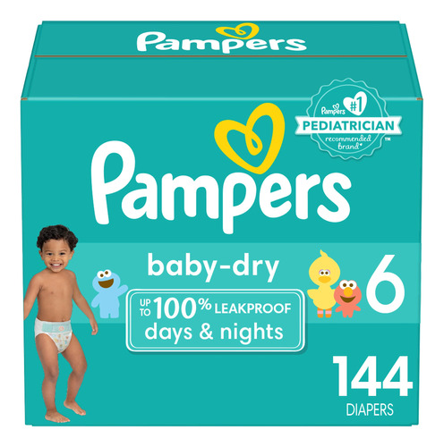 Pampers Baby-dry - Paales Desechables Para Beb, Talla 6, 144