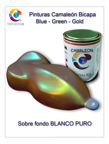 Pintura Camaleón Bicapa X 1/4 Lt. Azul - Verde - Oro