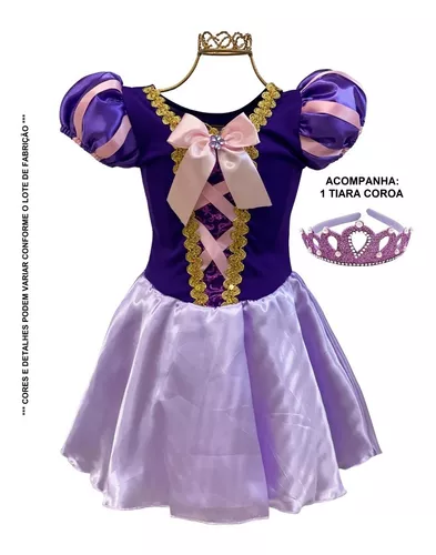 Vestido Luxo Infantil Princesa Sofia/Rapunzel C/Tiara (PP (1-2