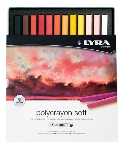 Conjunto de 24 giz pastel macio Lyra Polycrayons, cores intensas