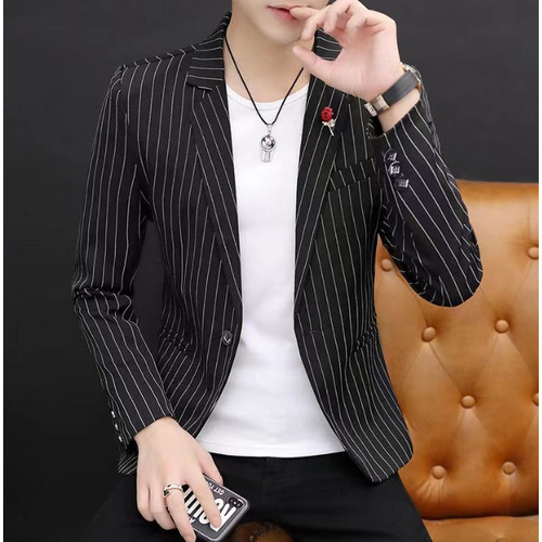 Blazer Saco Slim Fit Delgado Rallas Coreano